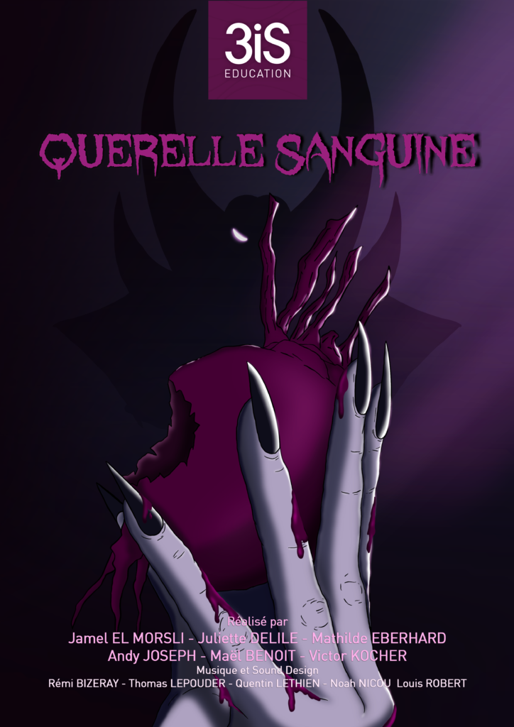 Affiche de Querelle Sanguine, un film d'animation réalisé par les étudiants.