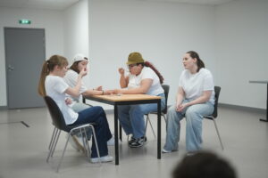 Groupe d'étudiants cours de réalisation scénique